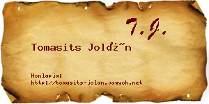 Tomasits Jolán névjegykártya